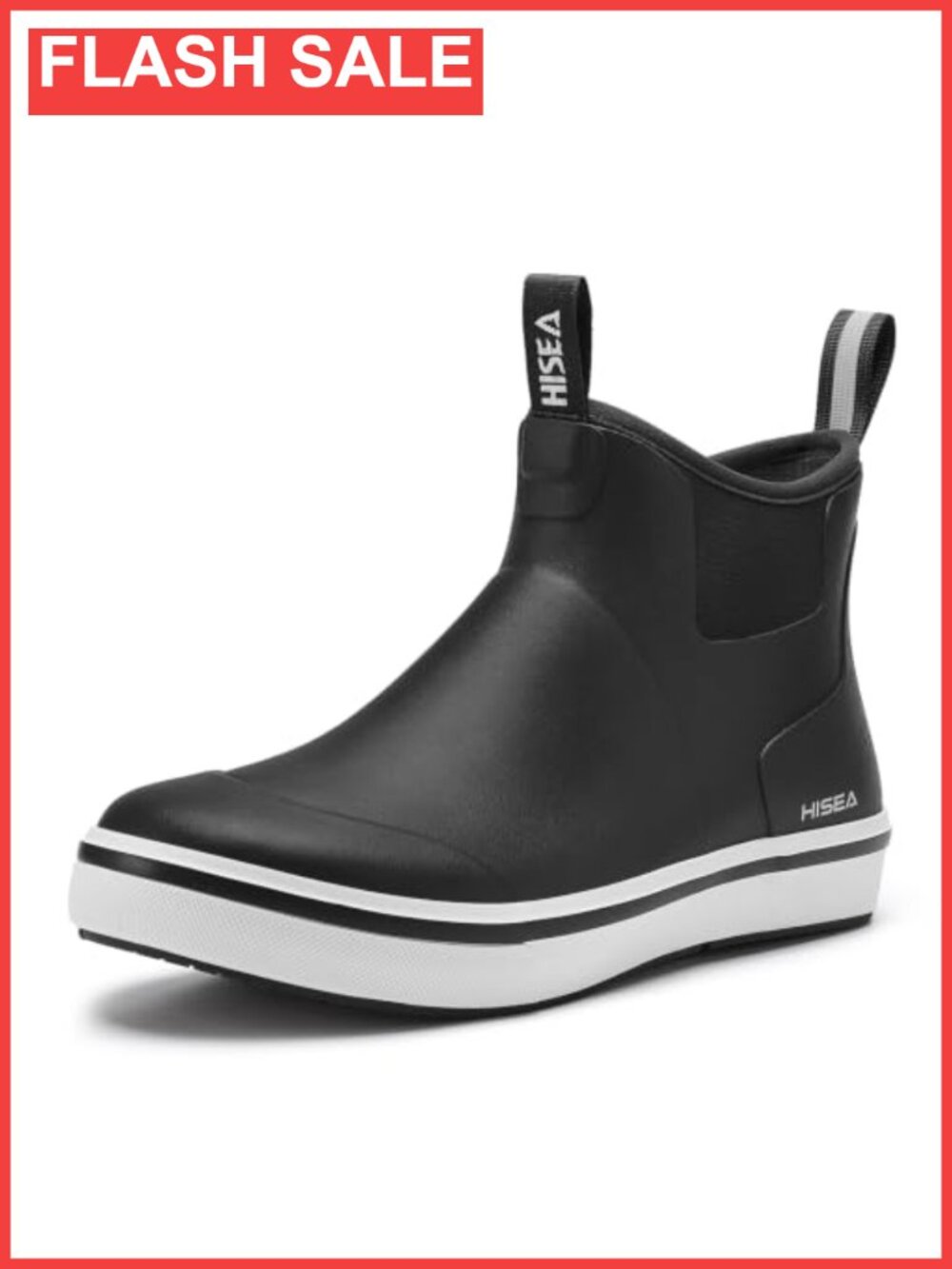 HISEA Men's Ankle Deck Rain Boots Waterproof Rubber Neoprene Fishing Shoes